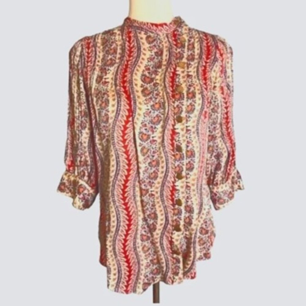 Lauren Moffatt Pintuck silk top, Medium, EUC